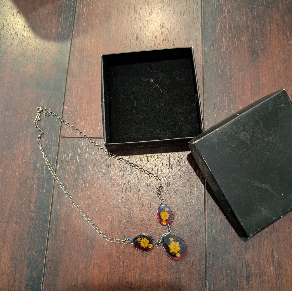 Floral Pendant Necklace with Silver Chain
